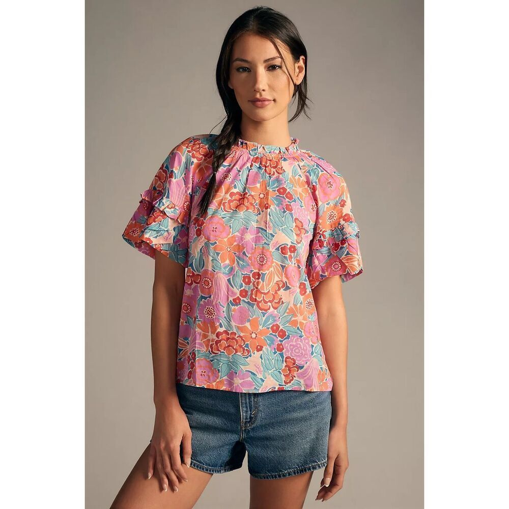 Banjanan Marie Cotton Top in Bloomsbury Dawn Cotton size Large